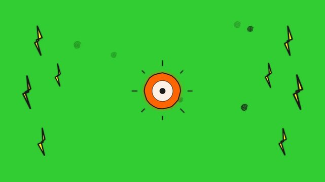 Dynamic motion of a target with surrounding lightning effects in a vibrant green background.