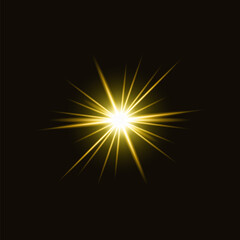 Fototapeta premium Radiant golden starburst on black vector