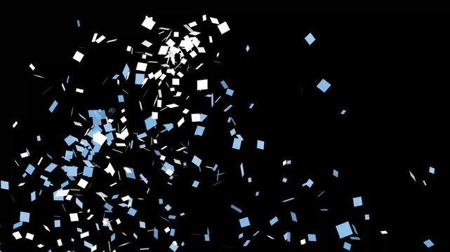 Falling blue and white confetti animation with alpha for favourite football team celebration