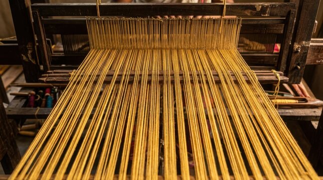 Traditional handloom weaving process