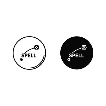 Spell magic symbols with arrow and star on circular background