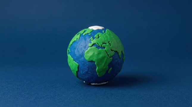 Handcrafted clay model of planet earth