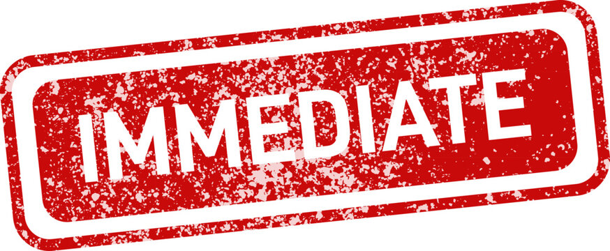Red 'immediate' stamp with stars urgent notification priority action time sensitive seal