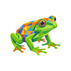 Fototapeta premium Colorful low-poly frog illustration on white background