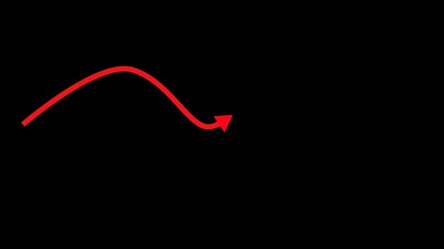 Red Neon Heartbeat Arrow Sign for Business Growth and Finance Concept