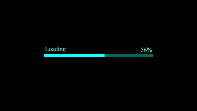 Abstract loading bar animation with transparent background, futuristic progress bar from 0&ndash;100%