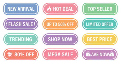 Fototapeta premium Sales stickers labels collection vector illustration for marketing and advertising