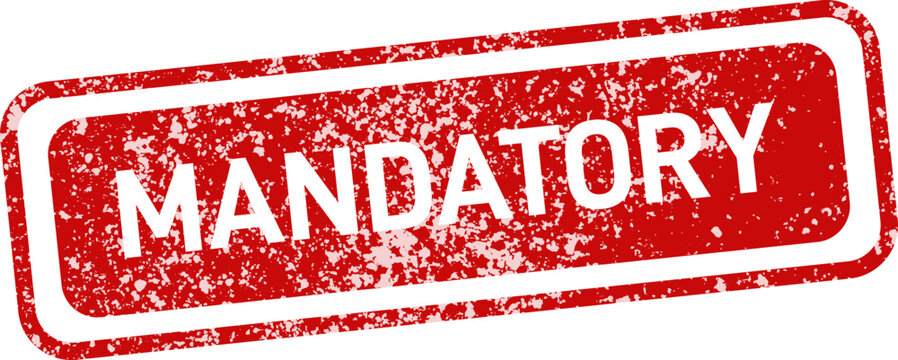 Mandatory stamp with stars red ink distressed texture for compliance and legal documents