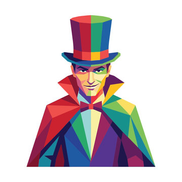 Colorful Magician WPAP Style Portrait