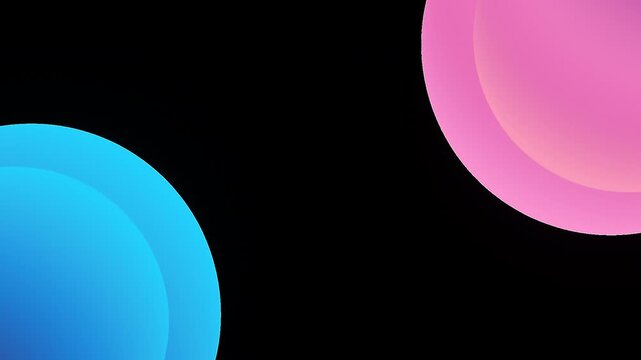 Abstract Blue and Pink Circles Orbiting Loop on Transparent Background