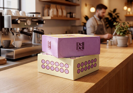 Bakery Food Box Packaging Mockup