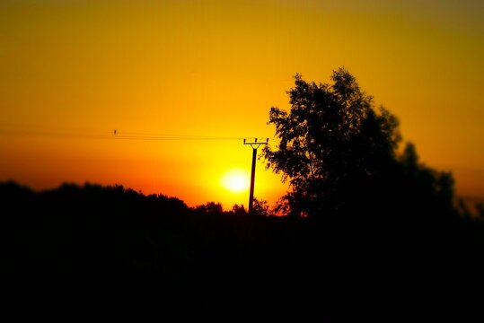 Orange Sunset Over D&acirc;mbovița River, Bucharest, Romania