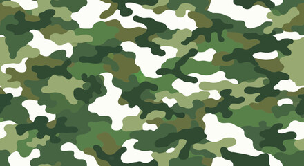 Seamless woodland camouflage pattern in green and white colors © Yumna