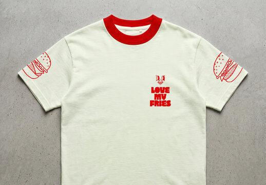 T-Shirt Flat Lay Mockup on Concrete Surface