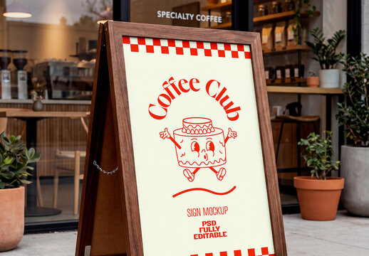 A-Frame Sidewalk Sign Mockup Outdoor