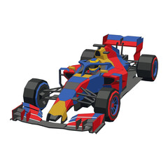Naklejka premium Modern Formula 1 race car, vibrant colors, studio render