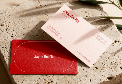 Business Card Mockup on Stone Surface