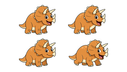 Cute cartoon triceratops dinosaur character set in various poses with dinosaur © MorsidaStock