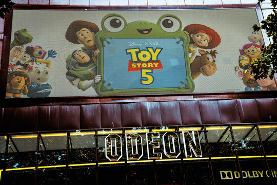 Toy Story 5 Animated Movie, Walt Disney, Pixar Animation Film Poster, ODEON Dolby Cinema, Leicester Square, West End London, UK - June 2026