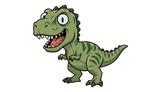 Cheerful cartoon t rex dinosaur character with dinosaur tyrannosaurus friendly