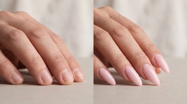Short Natural Nails vs Elegant Shaped Acrylic Extensions