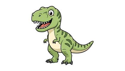 Cute cartoon green t rex dinosaur character illustration with dinosaur, creature © MorsidaStock
