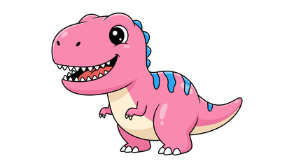 Cheerful pink t rex dinosaur cartoon character with dinosaur, tyrannosaurus © MorsidaStock