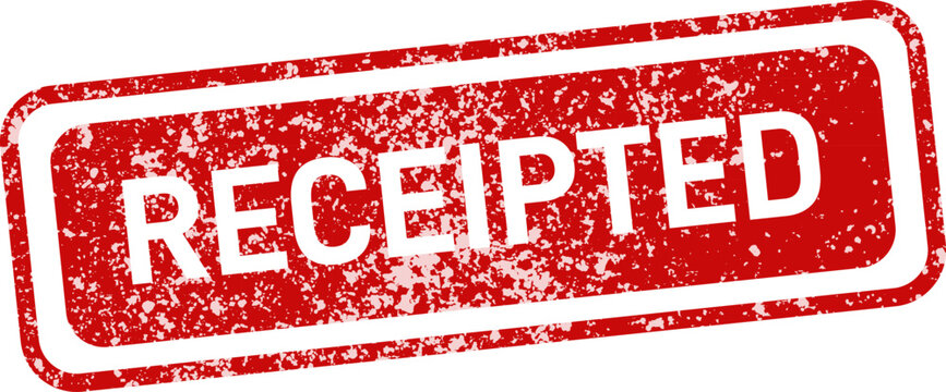 Receipted stamp graphic red ink circle with stars for payment confirmation and financial documentation