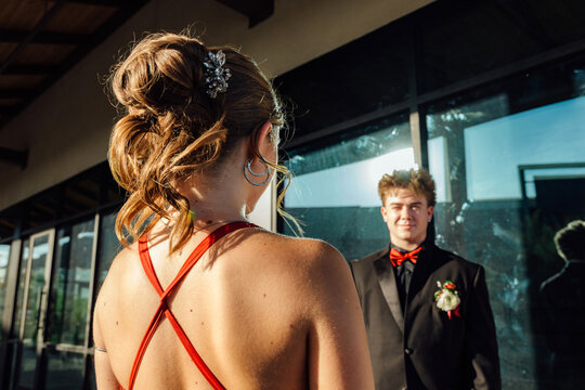 Girl looking at prom date