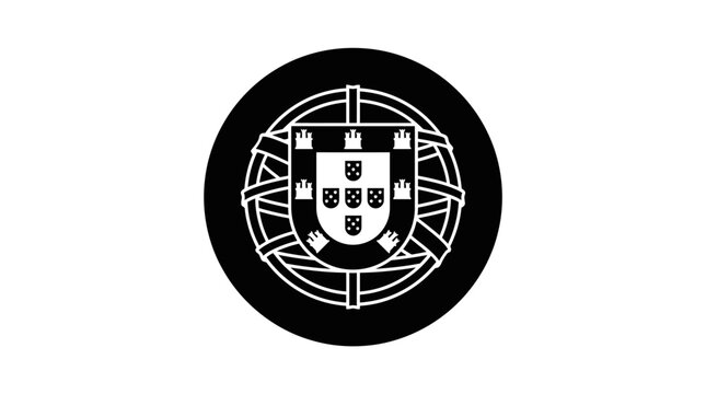Portuguese coat of arms silhouette on a white background