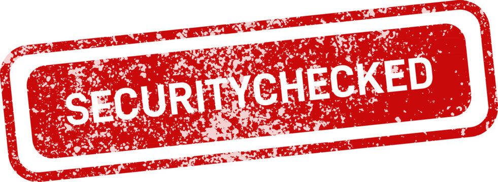 Security checked red stamp on white background approved verification seal for data protection