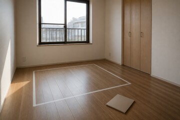 Fototapeta premium 秋の内見で空室に書類を置く賃貸物件