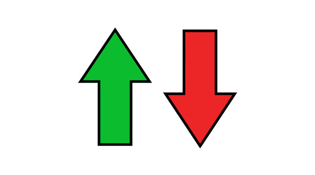 Up and down arrows flat vector icons on a white background