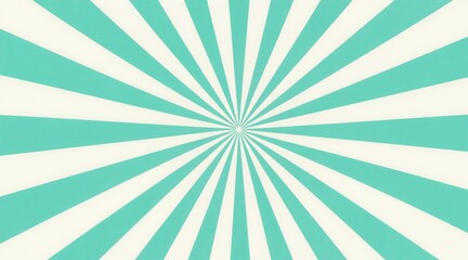 Fototapeta premium Retro sunburst with mint green rays emanating from center. Clean graphic pattern. Modern minimalist abstract background design. Bright clean backdrop for creative use.