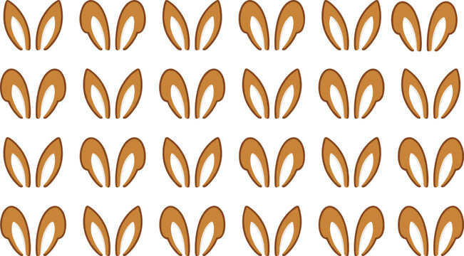 Cute brown bunny rabbit ears seamless repeating pattern background texture vector illustration design for easter decoration