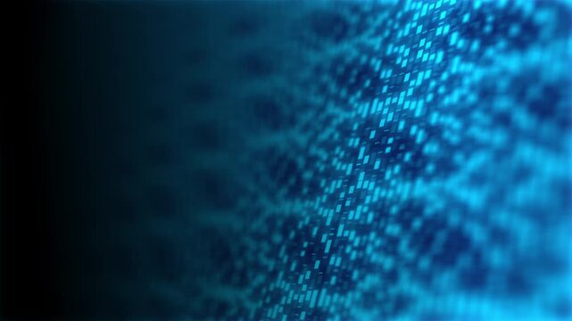 Glowing blue pixel boxes perspective digital data wave abstract technology motion background for cyber video streaming banner futuristic presentation design loop animation textures