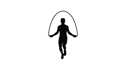 Person jumping rope black silhouette on a white background © TanjilaAkter