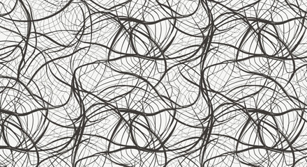 Obraz premium Abstract Organic Pattern of Intertwined Black Branches on White Background