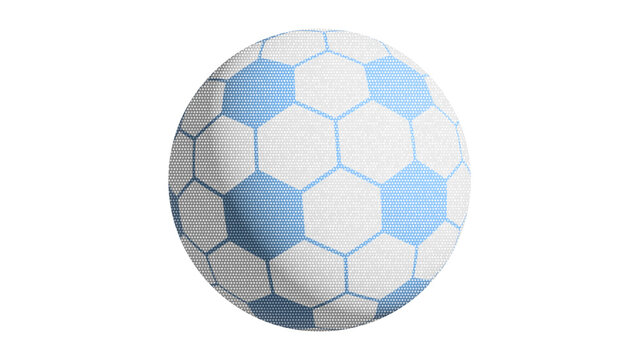 Argentinian soccer ball illustration. blue and white football symbol isolated. artistic  polygon hexagon effect football design for light and dark color background  PNG. 