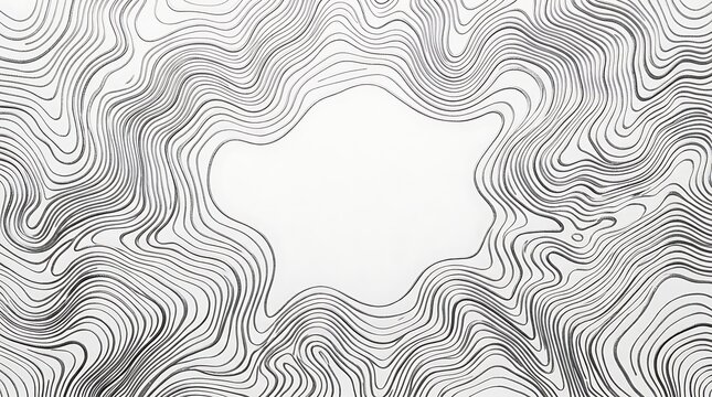 Abstract Topographic Contour Lines Pattern on White Background