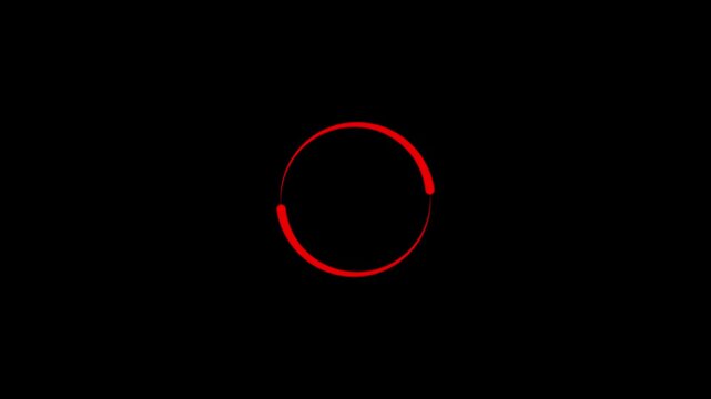 Animation of a loading spinning load wheel. Circle loading icon motion graphics. loading icon for download progress 4k video.  on a black background.
