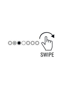 Swipe Right Hand Gesture Icon with Pagination Dots for Social Media Carousel and App Interface Design