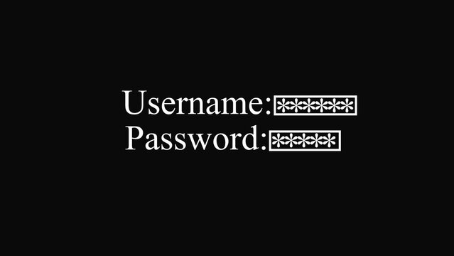 Login screen with username and password fields on a dark background showing hidden characters as asterisks for secure digital access authentication and website user account entry interface design