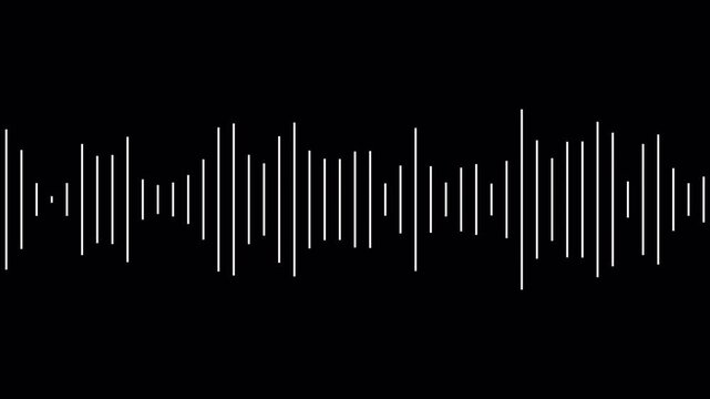 Audio wave visualization on a transparent background, digital sound wave and frequency level display, audio waveform spectrum animation, Audio Equalizer Background Animation in 4k.