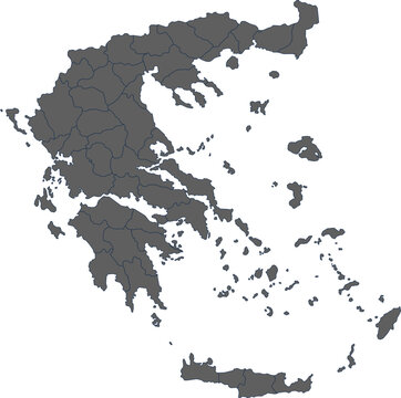 Map of Greece with administrative regions political vector illustration for travel