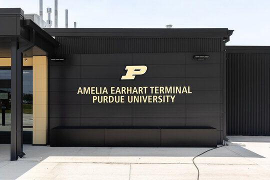 West Lafayette, IN, USA - July 29, 2025: Purdue University Airport, LAF, is a public airport located in the Tippecanoe County and has flights to and from Chicago. Amelia Earhart Terminal.