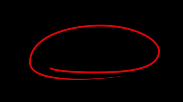 Highlight hand drawing different circles isolated on the background, Handwritten red circle. For marking text, numbers, marker pen, pencil, logo, Motion graphics of marking concept
