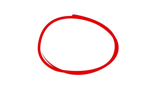 Hand-drawing oval frame circle animation black background, circle highlights with transparent background, Animated red circle drawn, marker pen style, Motion graphics of text marking concept