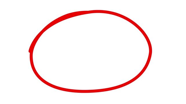 Hand-drawing oval frame circle animation white background, circle highlights with transparent background, Animated red circle drawn, marker pen style, Motion graphics of arrow highlight