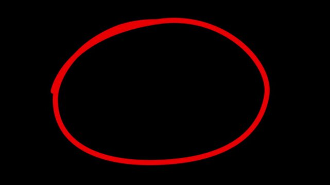 Hand-drawing oval frame circle animation white background, circle highlights with transparent background, Animated red circle drawn, marker pen style, Motion graphics of arrow highlight